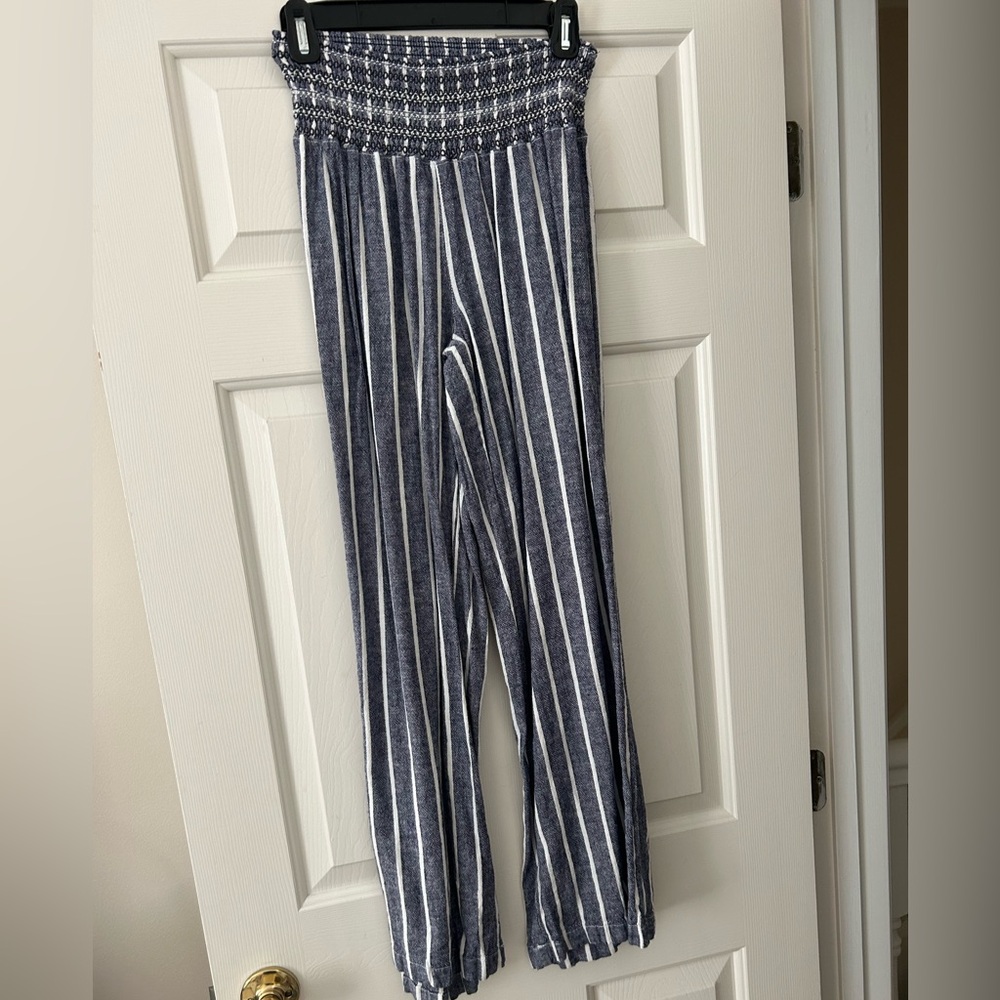 Rewash Navy and White Striped Wide Leg Pants